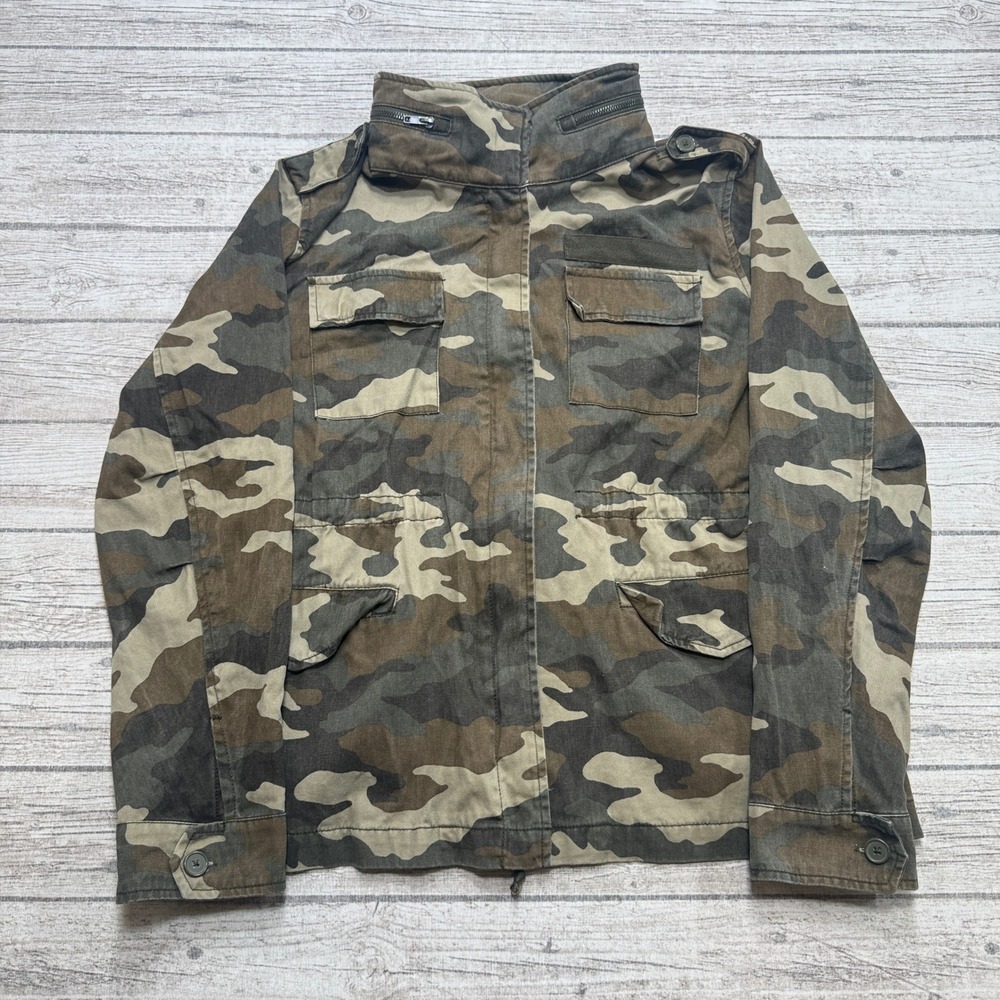 Garage Jacket Women's XL Green Camo Military Field Full Zip Hunting Hiking Army
